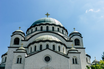 Fototapeta na wymiar Saint Sava cathedral and Monument of Karageorge Petrovitch.