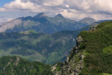 Scenic view on summits in Tatry mountains