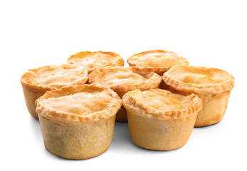 Meat mini pies, isolated on white