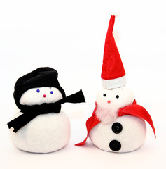 zwei Schneemann Weihnachtsmann aus Socken