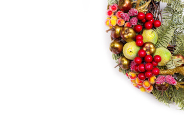 New Year's wreath on a white background