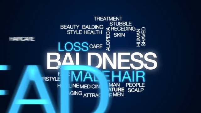 Baldness animated word cloud, text design animation.