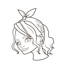 Coloring book with Cartoon head of cute girl with bandana