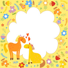 Obraz na płótnie Canvas Children's background with horses
