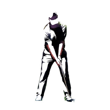 Golf player, abstract geometric vector silhouette