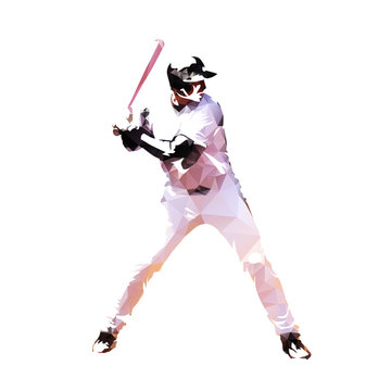 Baseball player, abstract geometric batter silhouette. Side view