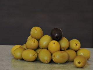 Black and green olives.