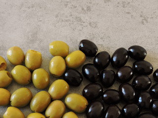 Black and green olives.
