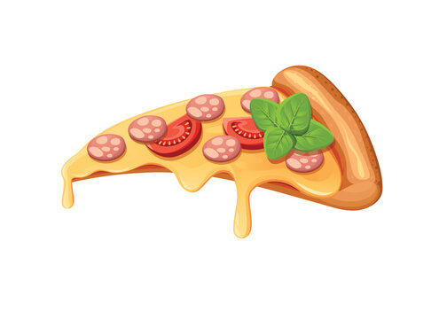Vector image of creative pizzas meats. Icon Italian pizza. A slice of pizza for the design of advertising for your restaurant business.
