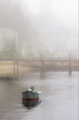 Solitary Skiff in Fog