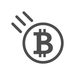 Obraz premium Bitcoin sign icon - price go down and falling. Crypto currency symbol and coin image for using in web or mobile applications. Blockchain based secure cryptocurrency. Isolated vector illustration.