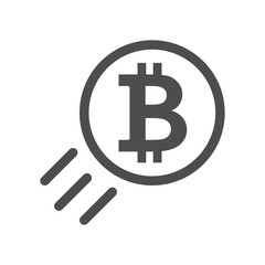 Bitcoin sign icon, price go up and raising. Crypto currency symbol and coin image for using in web or mobile applications. Blockchain based secure cryptocurrency. Isolated vector illustration.