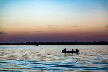 Fish Boat at Parana river, Brazil. Border of Sao Paulo and Mato Grosso do sul states