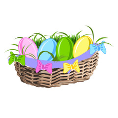 Fototapeta na wymiar basket with colorful eggs