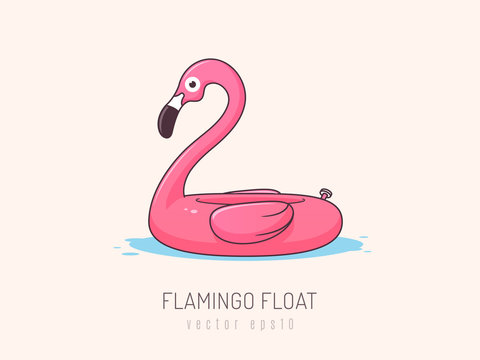 Pink flamingo float vector illustration