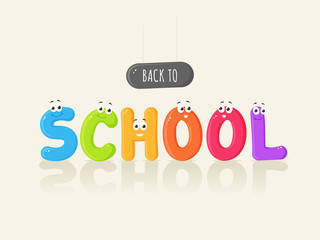 Colorful letters with smiling faces forming back to school text vector cartoon illustration © Zoran Milic