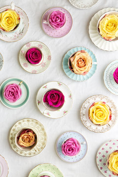 Vintage teacups and roses