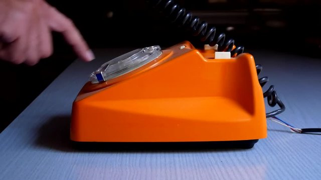 Making Outgoing Call With An Old Yellow Rotary Phone