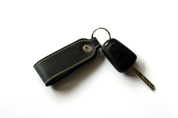 Modern car wireless key on white background