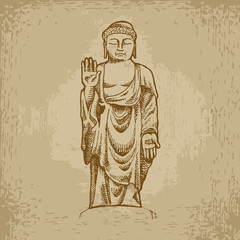 Hand drawn vector illustration of Buddha