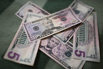 Dollar bills, money background. Dollars money set close up 