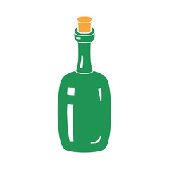 Green wine bottle silhouette icon isolated.