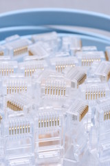 Group of rj45 plugs for network cables