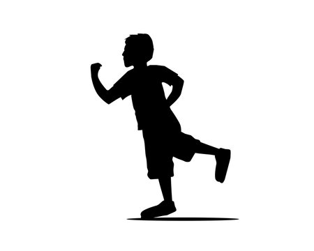 kid running silhouette, illustration design, isolated on white background.