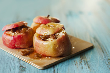 baked apple with spices, Christmas food,