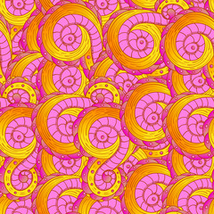 greeting card with abstract pattern hand-drawn waves on a white background