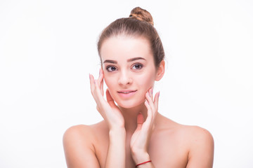 Young woman face portrait with healthy skin