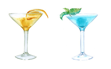 Cocktail in a glass. Isolated on white background.