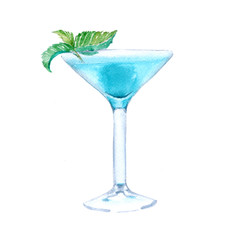 Cocktail in a glass. Isolated on white background.