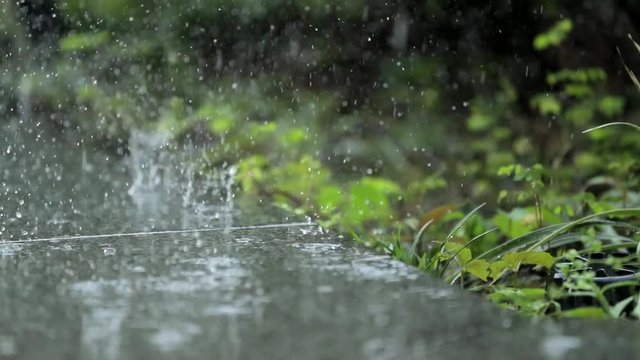 Raining outdoor