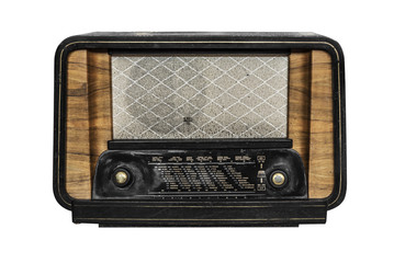 Old radio isolated on white background.