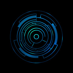 Blue circle futuristic interface hud on black background.