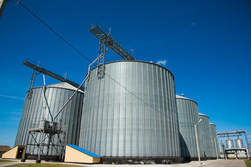 Steel grain silos used to store grain