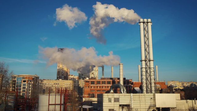 Termal Power Plant Smoke Near Residental Area Kiev City