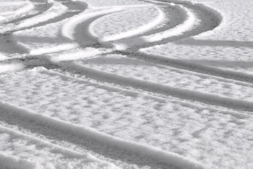 Car tracks in the snow