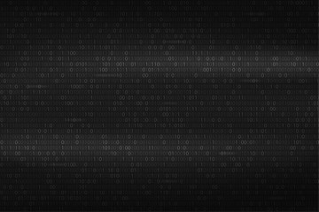 Abstract binary code background. Black and white digital technology wallpaper. Cyber data, decryption and encryption