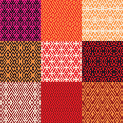 Pattern set of geometric shapes in ethnic style