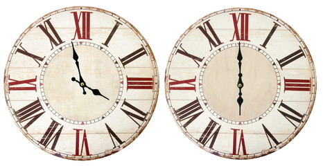 Vintage clocks on white