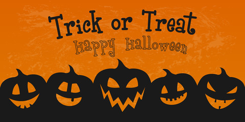 Scary banner for Halloween with silhouette of pumpkins. Vector.