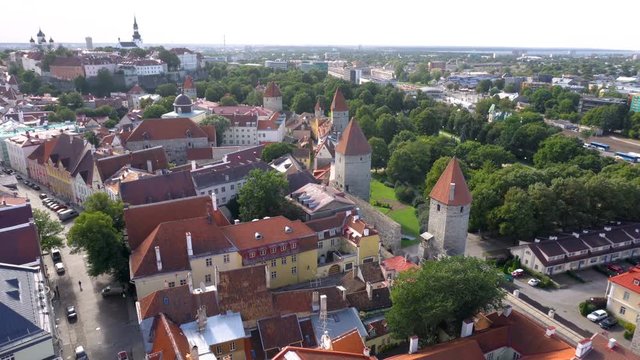 Tallinn old town. Capital of Estonia. Aerial view