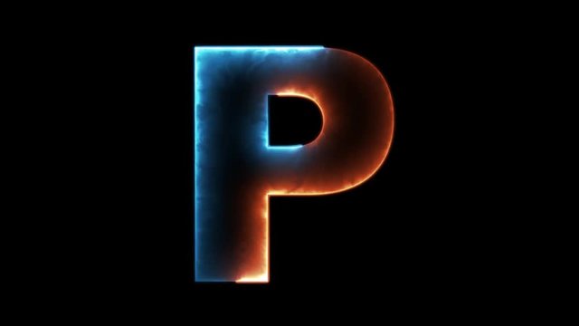 Alphabet letter P - outline in two colors looping on black background in 4k