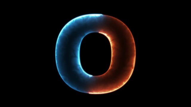 Alphabet letter O - outline in two colors looping on black background in 4k