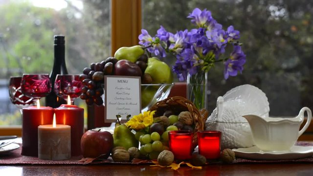 Colorful rustic style Thanksgiving table