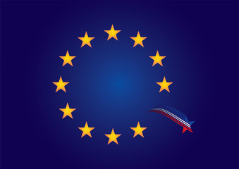 Digital Illustration of EU Flag with a falling UK star.