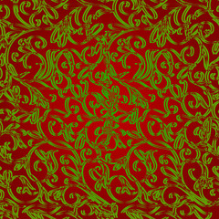 Red background with ornamental pattern. Illustration.