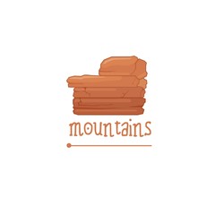 Cartoon mountain texture. Illustration with font. Mountain for games, logo for tourism.